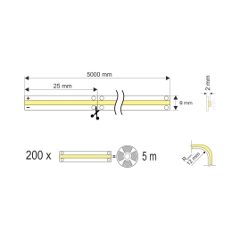 Taśma COB 480 LED/m IP20 11,8W/m