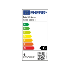Taśma ciepła COB 480 LED/m IP20 11,2W/m 24V DC- etykieta energetyczna