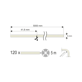 Taśma COB SLIM 5 mm 384 LED/m IP20 11W/m 24V DC- rysunek techniczny
