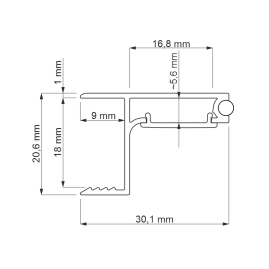 Profil aluminiowy LED wieńcowy SKYLINE 2 m- RYSUNEK TECHNICZNY