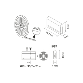 Taśma LED Neon Flex Slim 4x8mm IP67 6,2W/m 24V DC