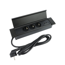 wpuszczane gniazdo meblowe z USB A i C w kolorze czarnym