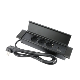 FLAT BOX -wpuszczane gniazdo meblowe z USB A i C, kolor czarny