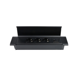 FLAT BOX czarny -wpuszczane gniazdo meblowe z USB A i C