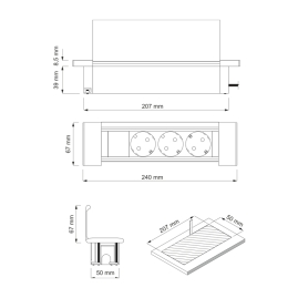 FLAT BOX wpuszczane gniazdo meblowe