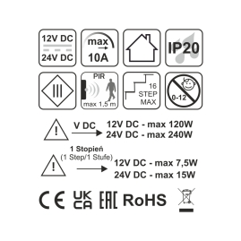 Sterownik schodowy STEP 12V DC /24V DC -parametry techniczne
