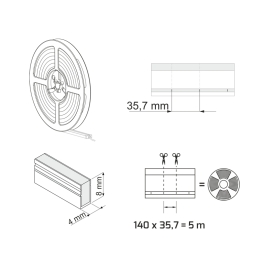 Taśma LED Neon Flex Slim 4x8mm IP67 6,2W/m 24V DC