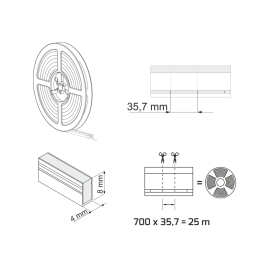 Taśma LED Neon Flex Slim 4x8mm IP67 6,2W/m 24V DC - 25m