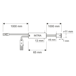 Rysunek techniczny wyłącznika IR Intra do meblowego oświetlenia LED