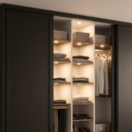 Szafa dwuskrzydłowa z zastosowanym wyłącznikiem Nexo od Design Light