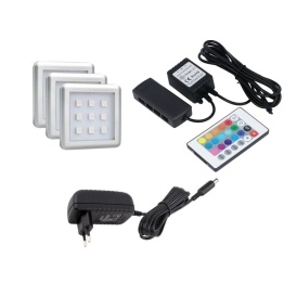 SQUARE RGB 1,8W, OPRAWA  LED, ZESTAW 3PKT- GOTOWY ZESTAW