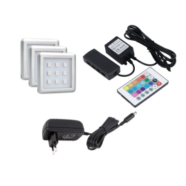 SQUARE RGB 1,8W, OPRAWA  LED, ZESTAW 3PKT- GOTOWY ZESTAW