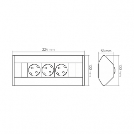 CORNER BOX - przedłużacz meblowy 230 V AC