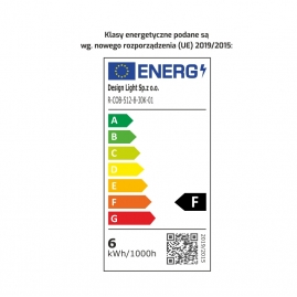 Etykieta energetyczna taśmy COB w barwie ciepłej
