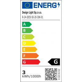 etykieta energetyczna - Taśma PREMIUM 60 LED/m 24V DC typ 2835 IP20 6W/m 50 m rolka polska produkcja