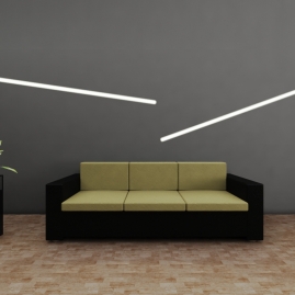 aranżacja z profilem DEOLINE XL - render linii światła LED w ścianie