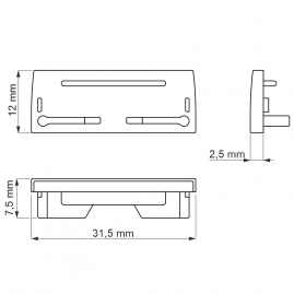 Profil aluminiowy Narvi 3m - rysunek techniczny