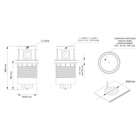 MULTI BOX USB A + C gniazdo meblowe wpuszczane 2