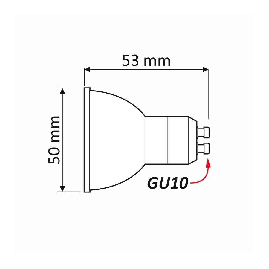 Żarówka LED 5W - GU10/230V rysunek techniczny 