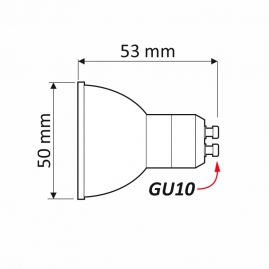 Żarówka LED 5W - GU10/230V rysunek techniczny 